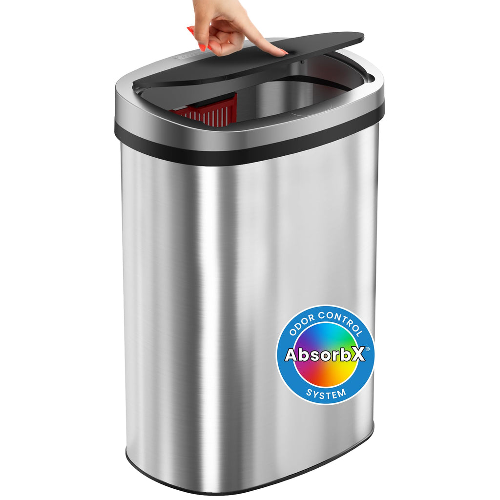iTouchless 50L / 13 Gal. Dog-Proof Sensor Kitchen Trash Can | Odor Filter