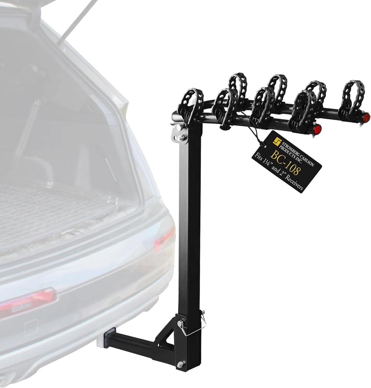 Stromberg Carlson BC-108 Bike Rack for Cars, Trucks and SUV's - 4-Bike Post Mount Carrier for Motorhomes, Travel Trailers and Fifth Wheels - Bike Rack Receiver for 1-1/4" 2" - 120 LB Weight Capacity