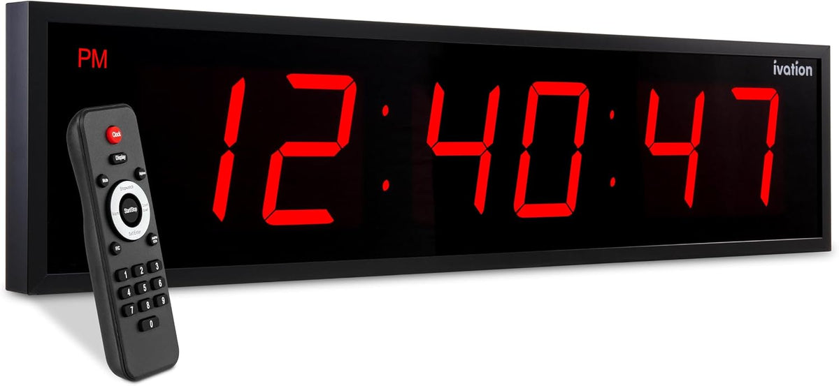 Ivation Oversized Digital Wall Clock with Large LED Display & Timer, 36"