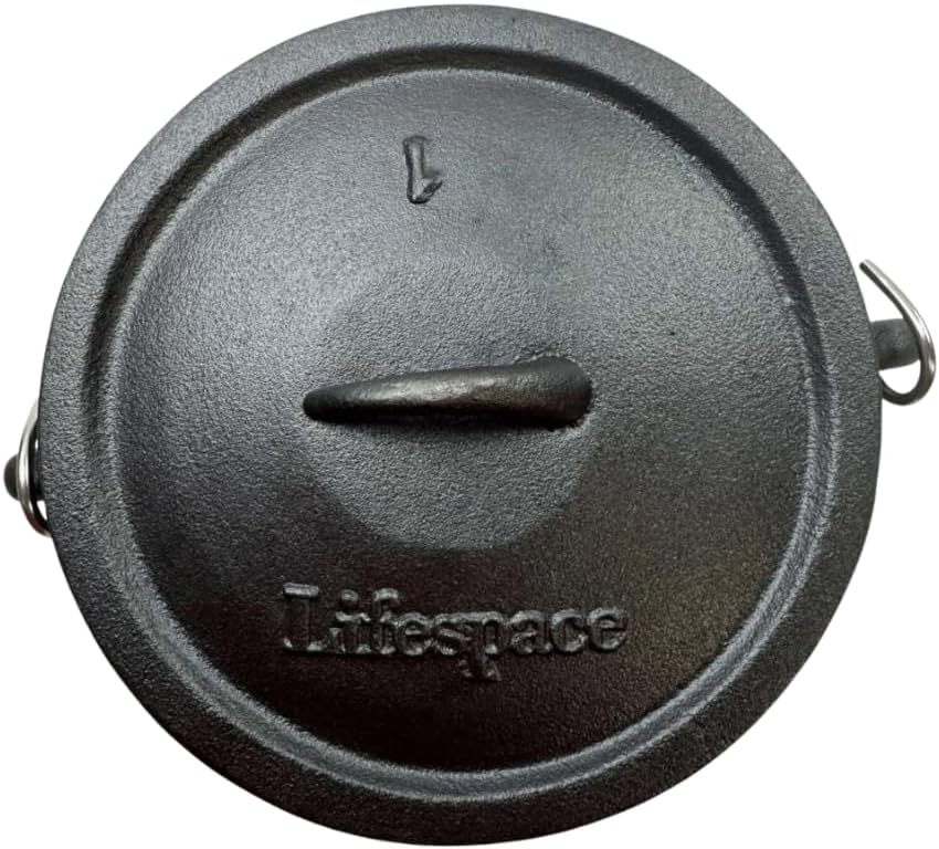 Lifespace No. 1 Cast Iron Flat Bottom African Potjie Cooking Pot/Cauldron - 5 Quart
