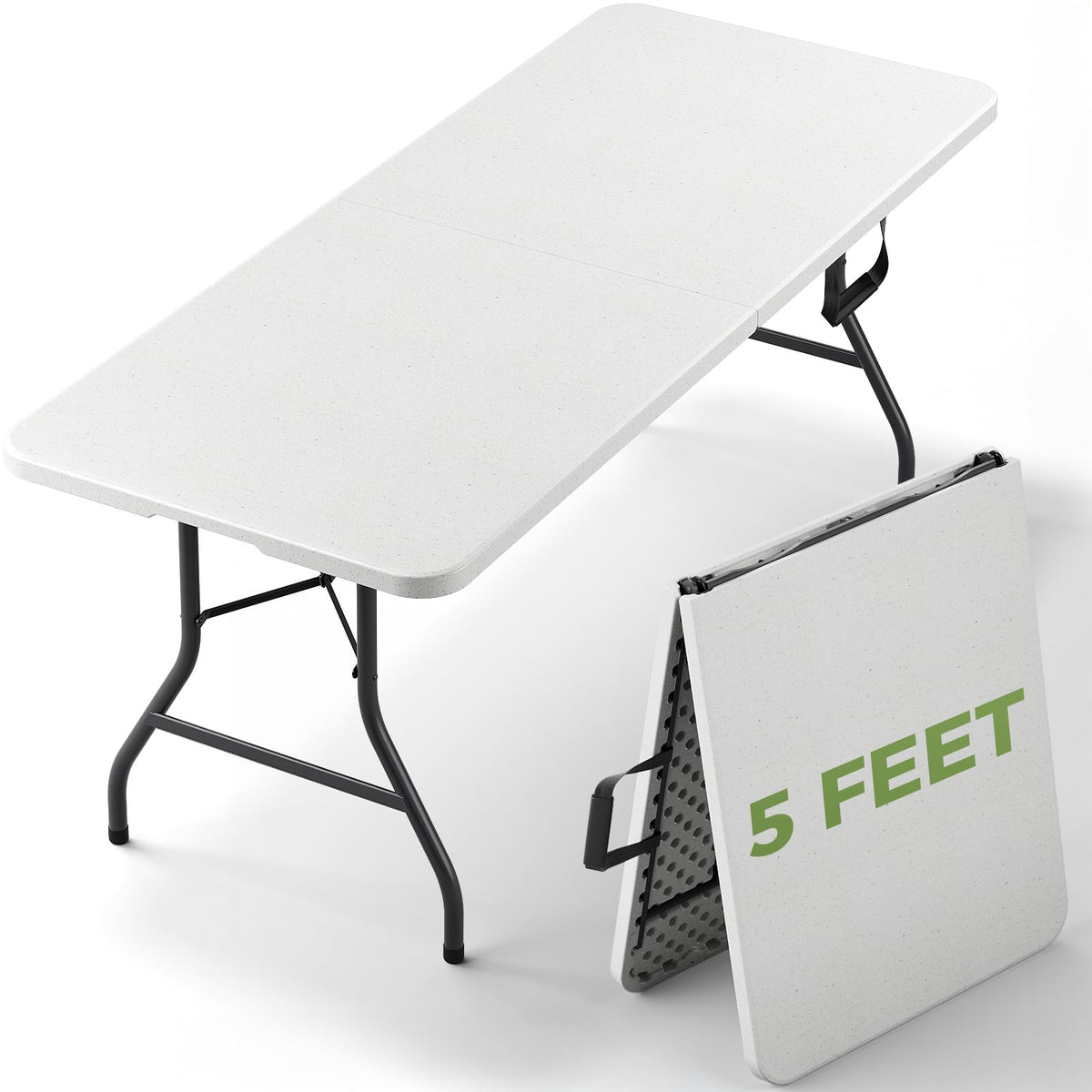 30 Inch Folding Table, Adjustable Height Portable Folding Table, Foldable TV Tray Table, Small Laptop Desk & Picnic Table for Indoor Outdoor Use, Bedroom, Camping, Patio, BBQ, RV