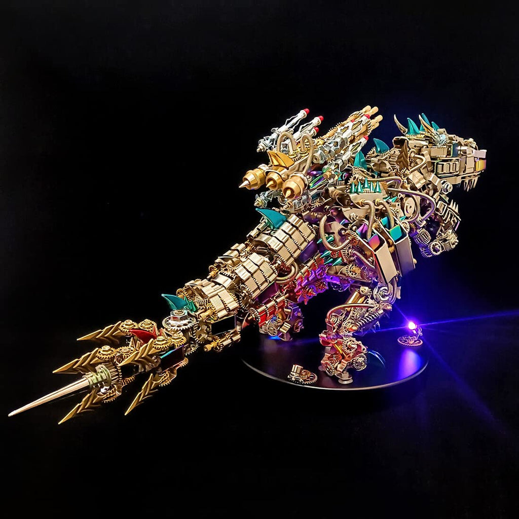 3D Metal Puzzle Dragon Model Kit, 1390PCS DIY Assemble Steampunk Mechanical Intelligential Dragon with Glowing Spine, Creative Handcrafted Metal Art Craft Desktop Display & Decoration for Adults