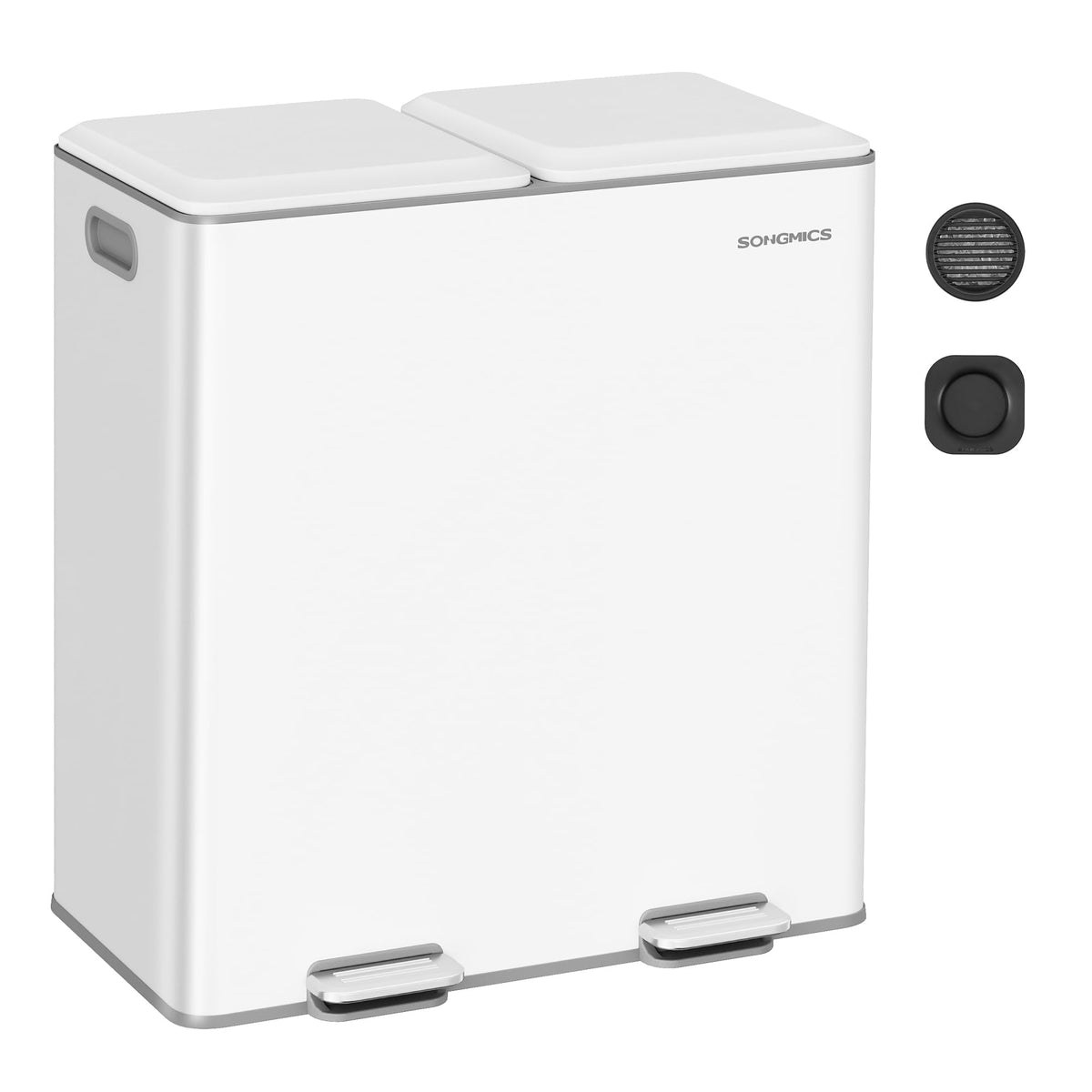 SONGMICS Trash Can, 2 x 8 Gallon (2 x 30 L) Double Compartment