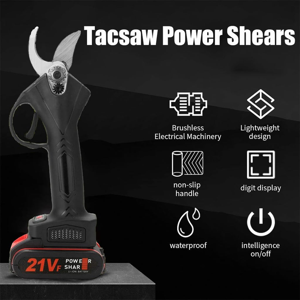 2026 New Power Shears, 1.2" Cutting Diameter Portable Cordless Pruning Shears for Gardening with 2 Pcs 2000mAh Rechargeable Batteries & 1 Replacement Blades Set (Red-2pcs Battery)