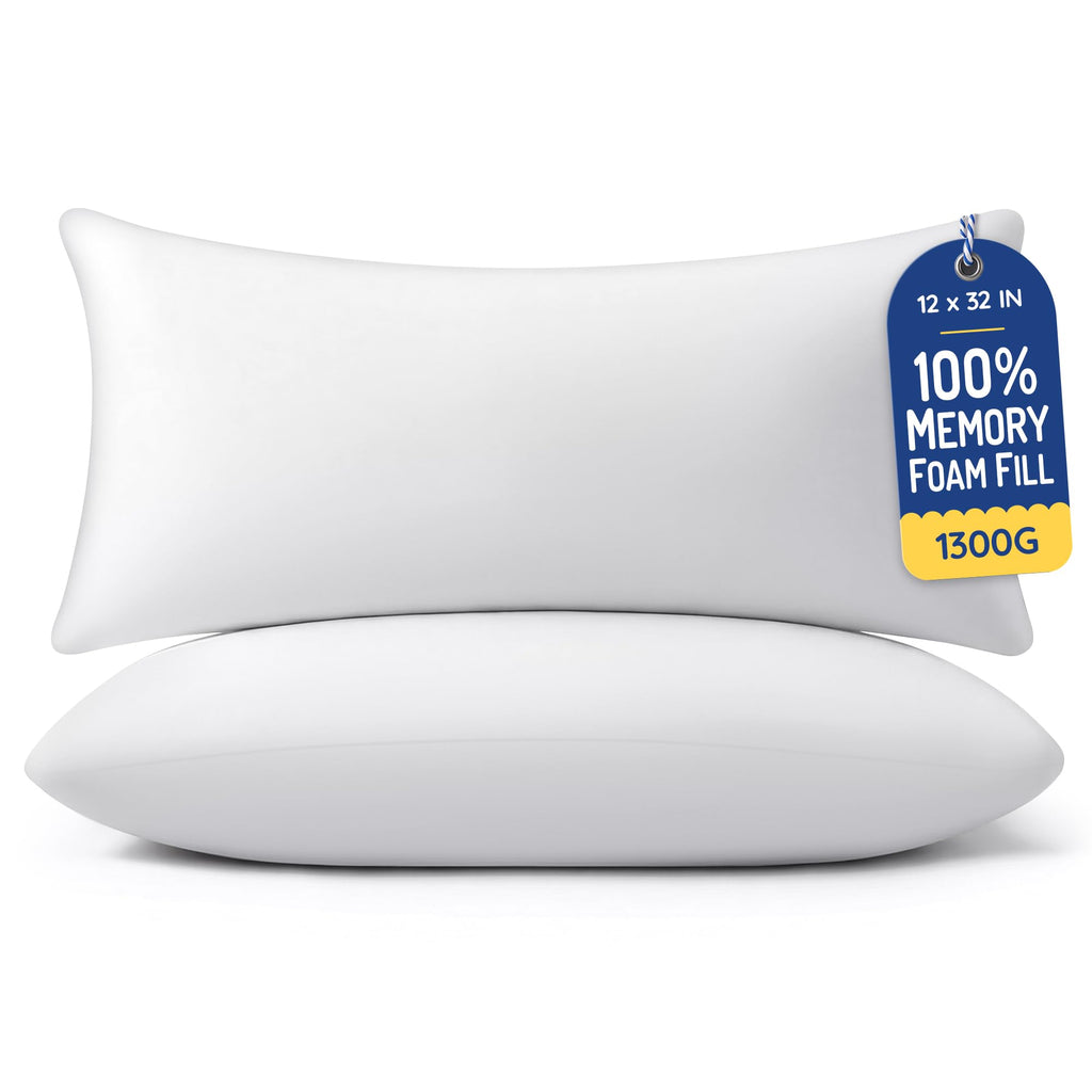 AM AEROMAX 18x18 Memory Foam Throw Pillow Inserts, 4 Pack, Square, White