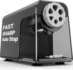 AFMAT 6 Holes Electric Pencil Sharpener Heavy Duty, 2 Pack (Gray + Pink)