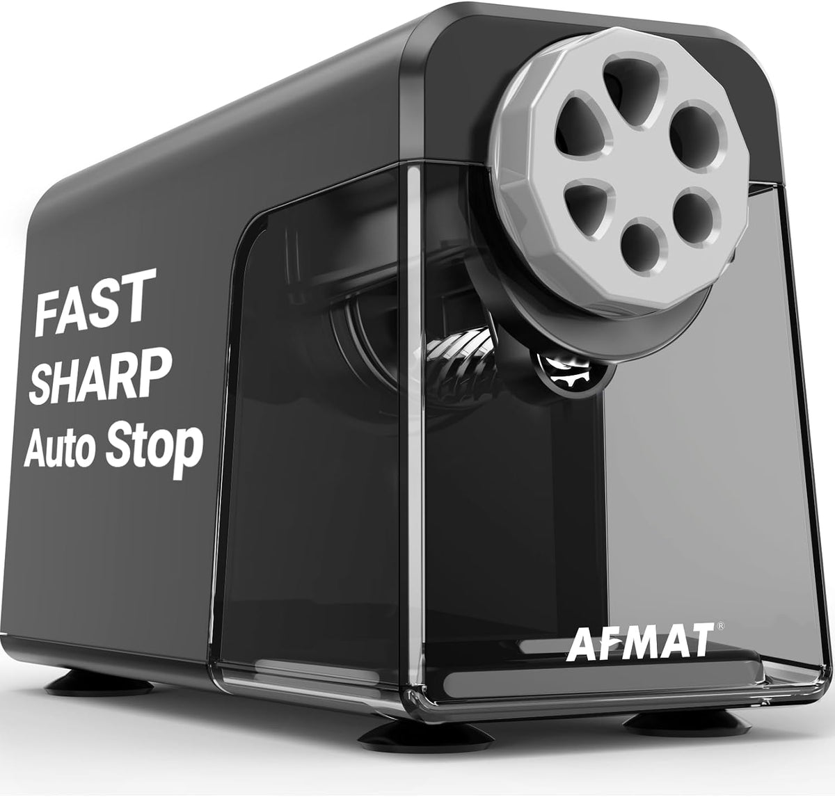 AFMAT 6 Holes Electric Pencil Sharpener Heavy Duty, 2 Pack (Gray + Pink)