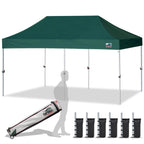 Eurmax USA 10x10ft Pop Up Canopy,Commercial Instant Tent for Outdoor Events,Patented No-Tip Rolling Storage Bag with 4 Sandbags,UV & Water Resistant,Heavy Duty Portable Shelter Gazebo,White