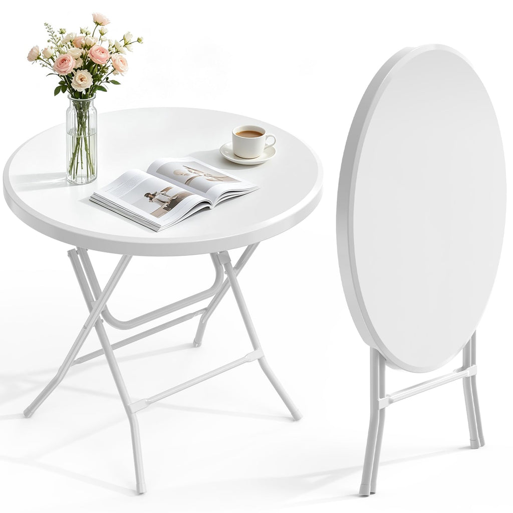 24" Round Folding Table, Plastic Bar Height Tables for Parties Black