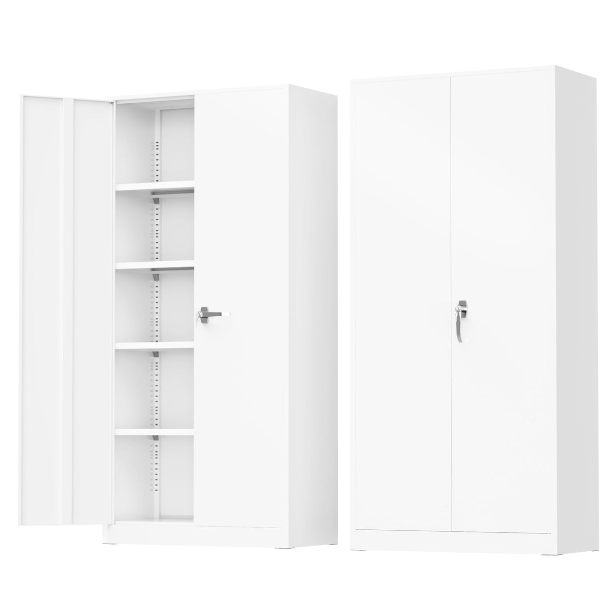Greenvelly Metal Garage Storage Cabinet with 4 Swivel Wheels, 73" Black Storage Cabinet on Wheels, Rolling Tool Cabinet with Locking Doors and Shelves for Garage, Basement, Home, Warehouse