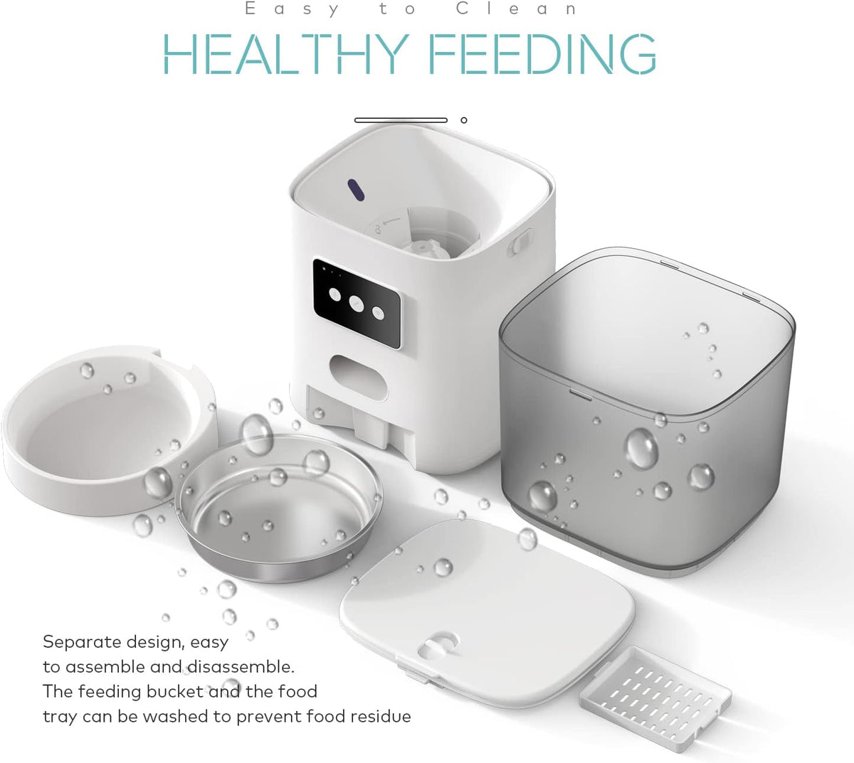 Automatic Dog and cat Feeder, WELLPET WiFi-Enabled smart cat Food Dispenser, Automatic Dog Food Dispenser with APP Remote Control Part, cat Feeder with Low Food Alarm, Dual Power Supply