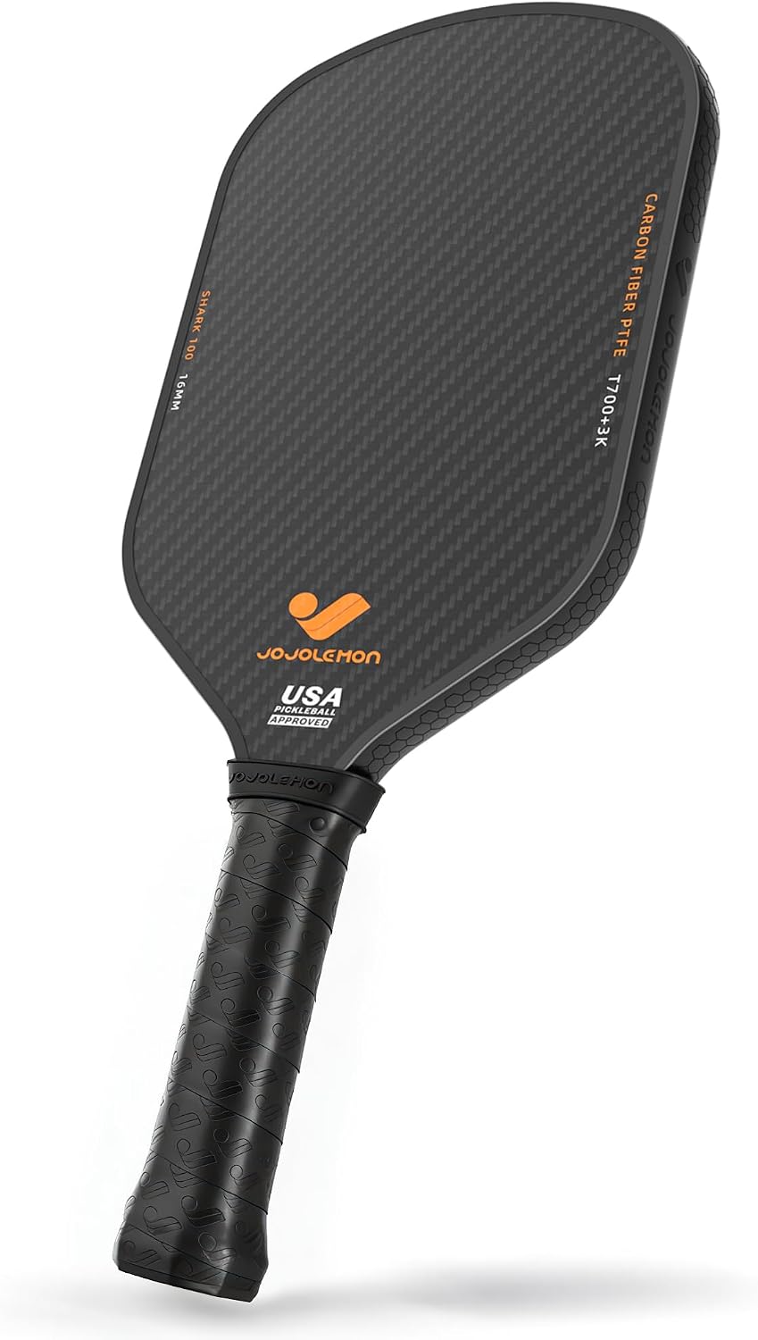 JOJOLEMON Pickleball Paddles, Carbon Fiber Pickleball Paddle with a 16mm Shark Power Polymer Core, The Pickleball Rackets Designed for Ultimate Spin & Consistency