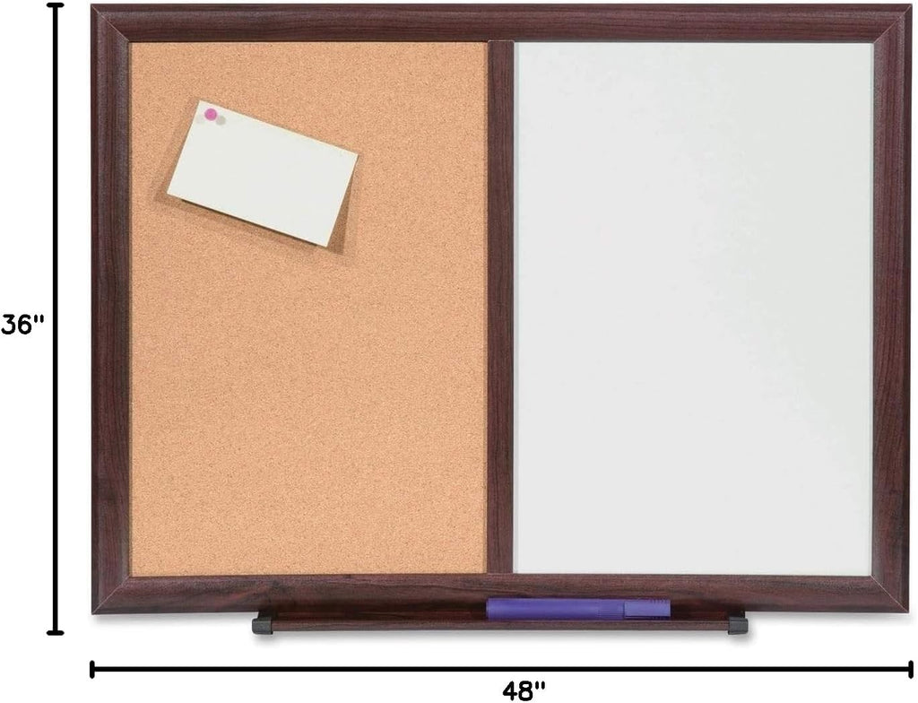 Lorell Dryerase/Bulletin Board Combo, 36"x48", Mahogany (LLR84171)