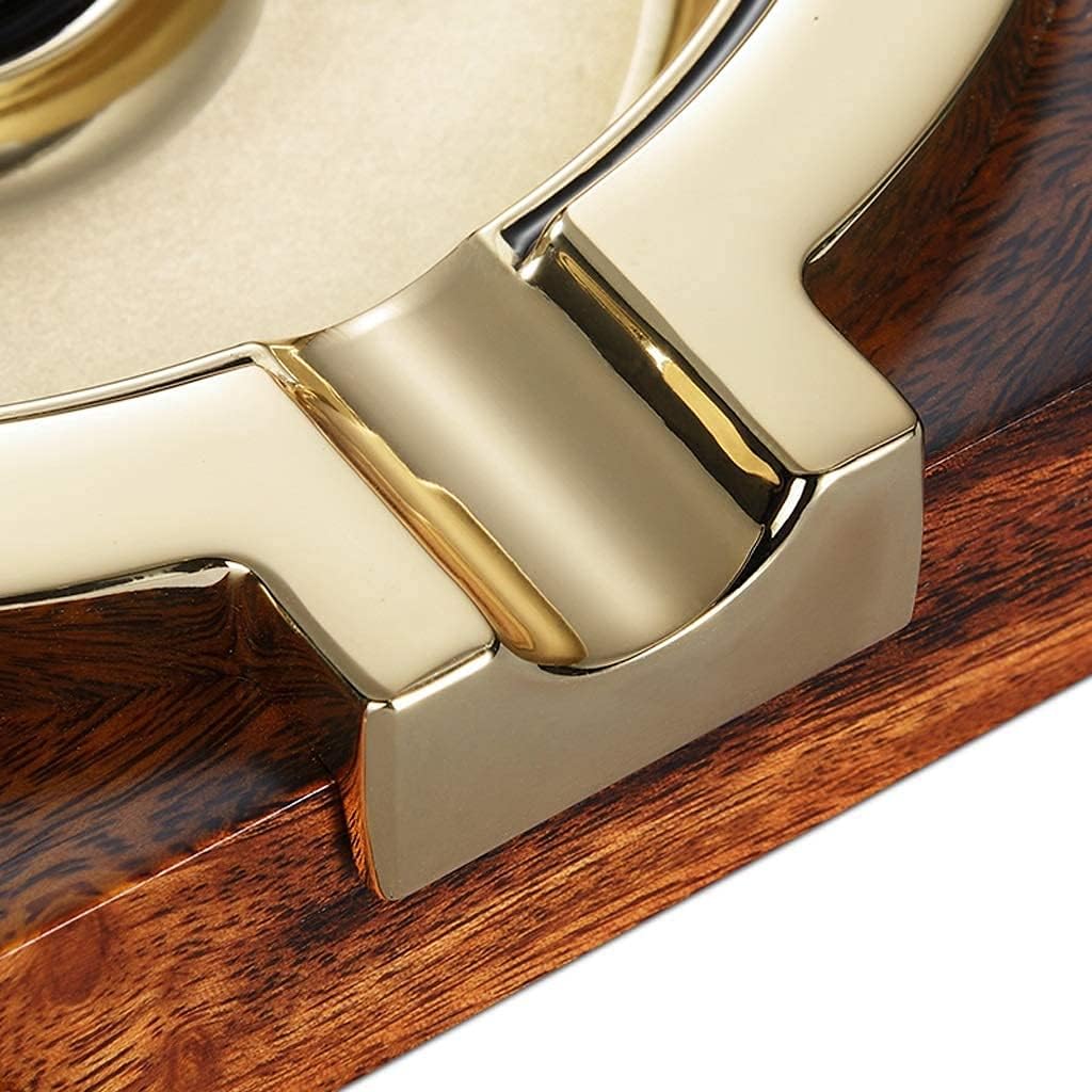 Cigar Wooden Ashtray Creative Living Room Stainless Steel Smoke Slot Large Cigarette Ashtray Brown,18.5x18.5x3.8cm, size