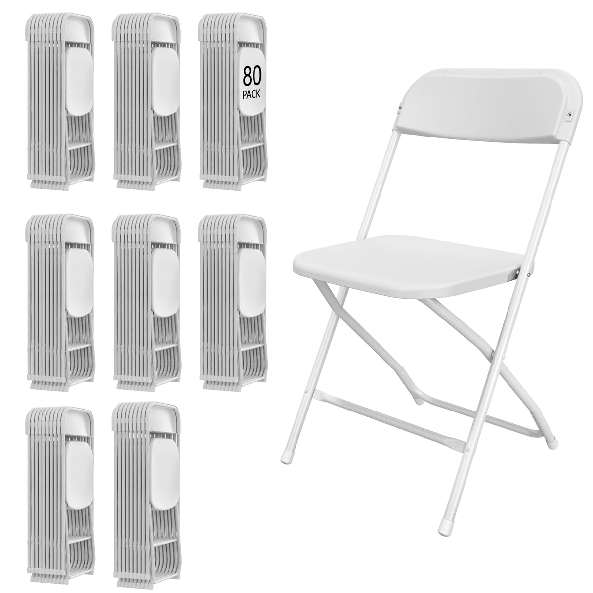 10 Pack White Folding Chairs for School Events Wedding Party Picnic