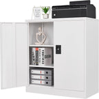 Letaya White Storage Cabinet with Adjustable Shelves-Metal Home Kitchen Pantry Cabinets with Doors,Organization Locker for Cupboard/Bedroom/Dining/Living/Bathroom/Office/Garage Room