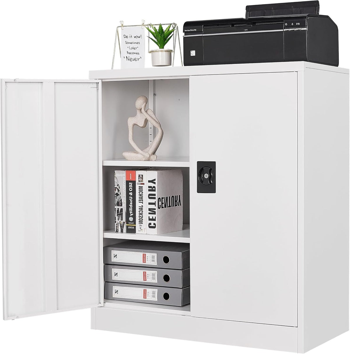 Letaya White Storage Cabinet with Adjustable Shelves-Metal Home Kitchen Pantry Cabinets with Doors,Organization Locker for Cupboard/Bedroom/Dining/Living/Bathroom/Office/Garage Room