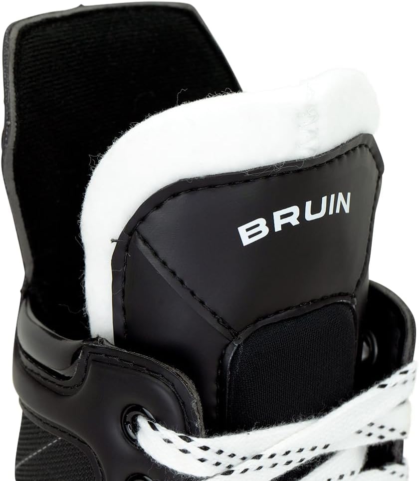 Riedell Bruin Classic Hockey Ice Skates - Durable, Comfortable Ice Hockey Skates for Men and Women with Rugged Foam-Padded Uppers and Stainless Steel Blades - Black, Size 8