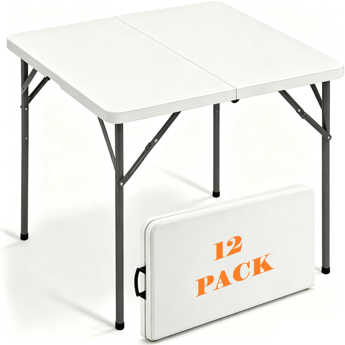 2 Pack Folding Tables 6FT Plastic Utility Foldable Tables, Black