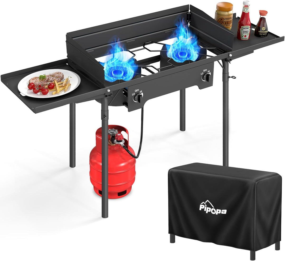 2 Burner Propane Camp Stove | 150,000 BTU | High Pressure Gas Burners