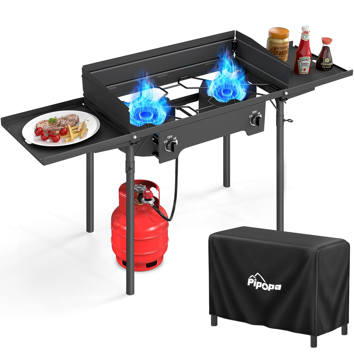 2 Burner Propane Camp Stove | 150,000 BTU | High Pressure Gas Burners