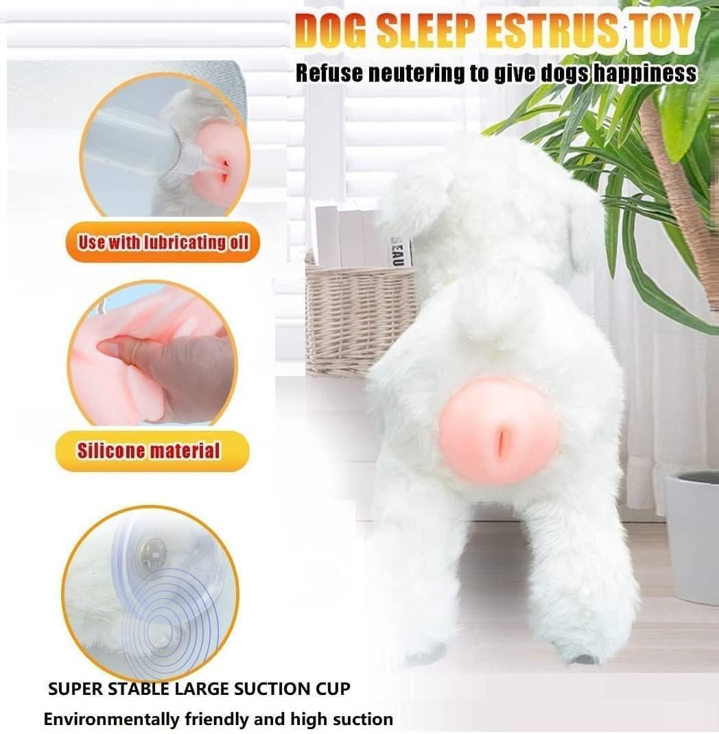 Male Dog Simulation Mating Toy, Dogs Interactive Sleeping Toys, Plush Doll Bride for Male Dog Anxiety Relief Vent Toys, for Estrus Dog, White,25cm