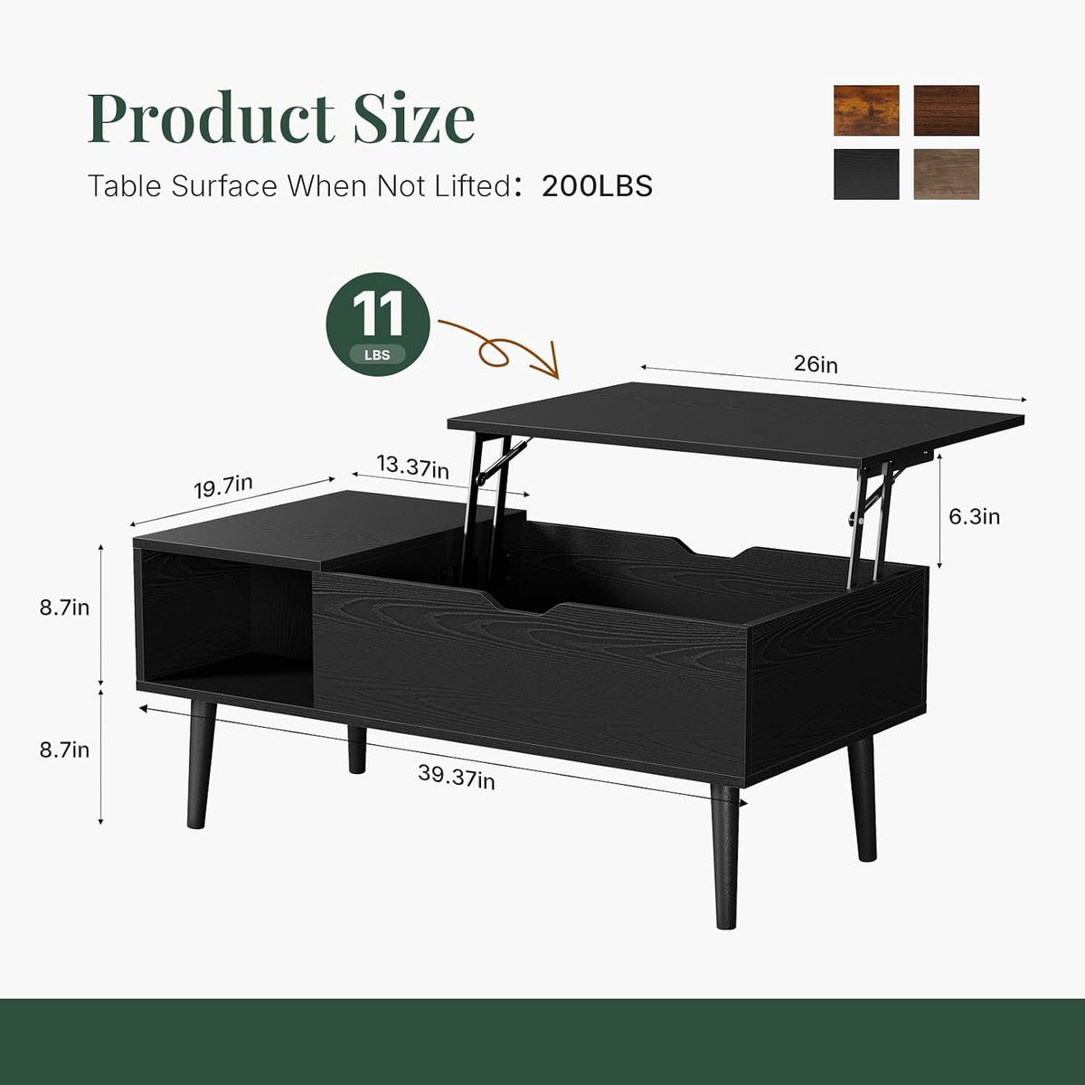 Coffee Table with Hidden Storage for Living Room, Home