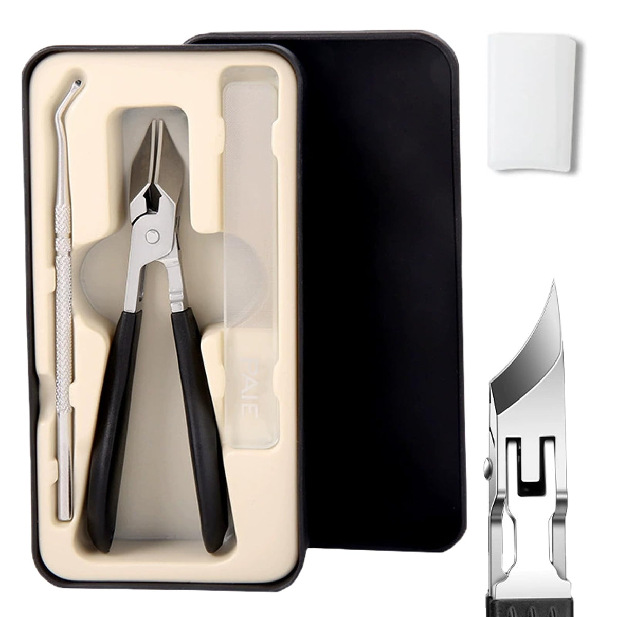 Nail Clippers Set - 3-Piece Professional Angled Toenail & Fingernail Clippers, Wide Jaw Anti-Splash Design for Easy, Precise Cutting