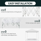 Shades 10x10 Pop Up Canopy, Heavy Duty Beach Tent with Carrying Bag for Easy Moving, Sun Shelter for Parties, Events, Camping, Outdoor Gazebo with 420D PU Coated Waterproof White Fabric
