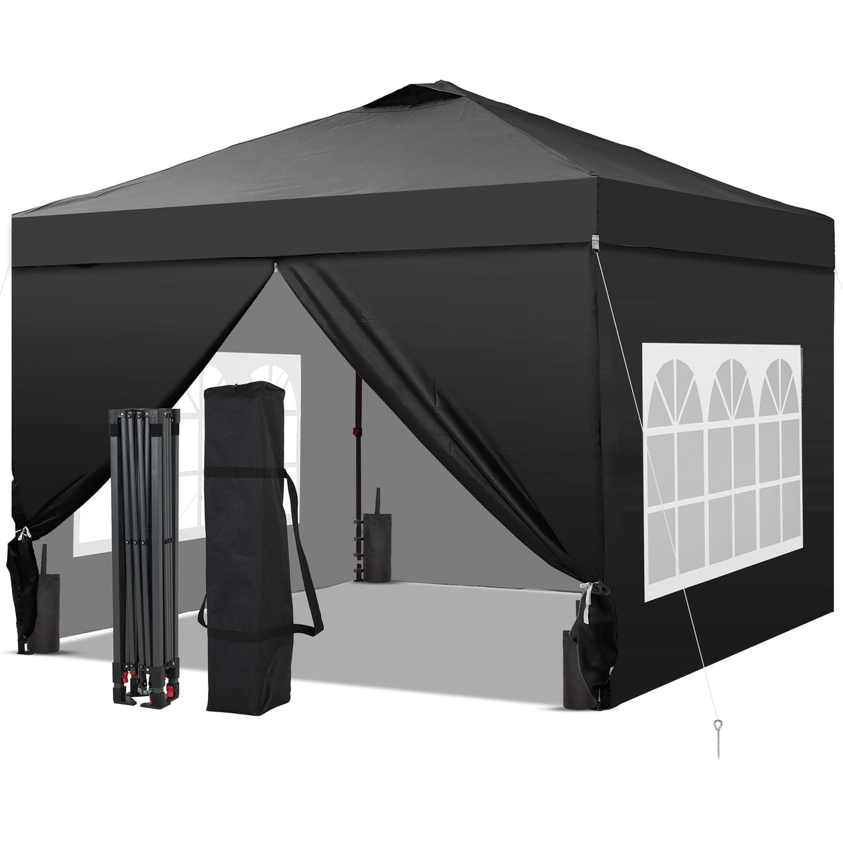 GDY 10x10FT Pop-Up Canopy Tent — with 4-Side Walls & Vented Top, Portable Outdoor Event Tent for Garden, Poolside, Parks, Parties,Camping, Pink.