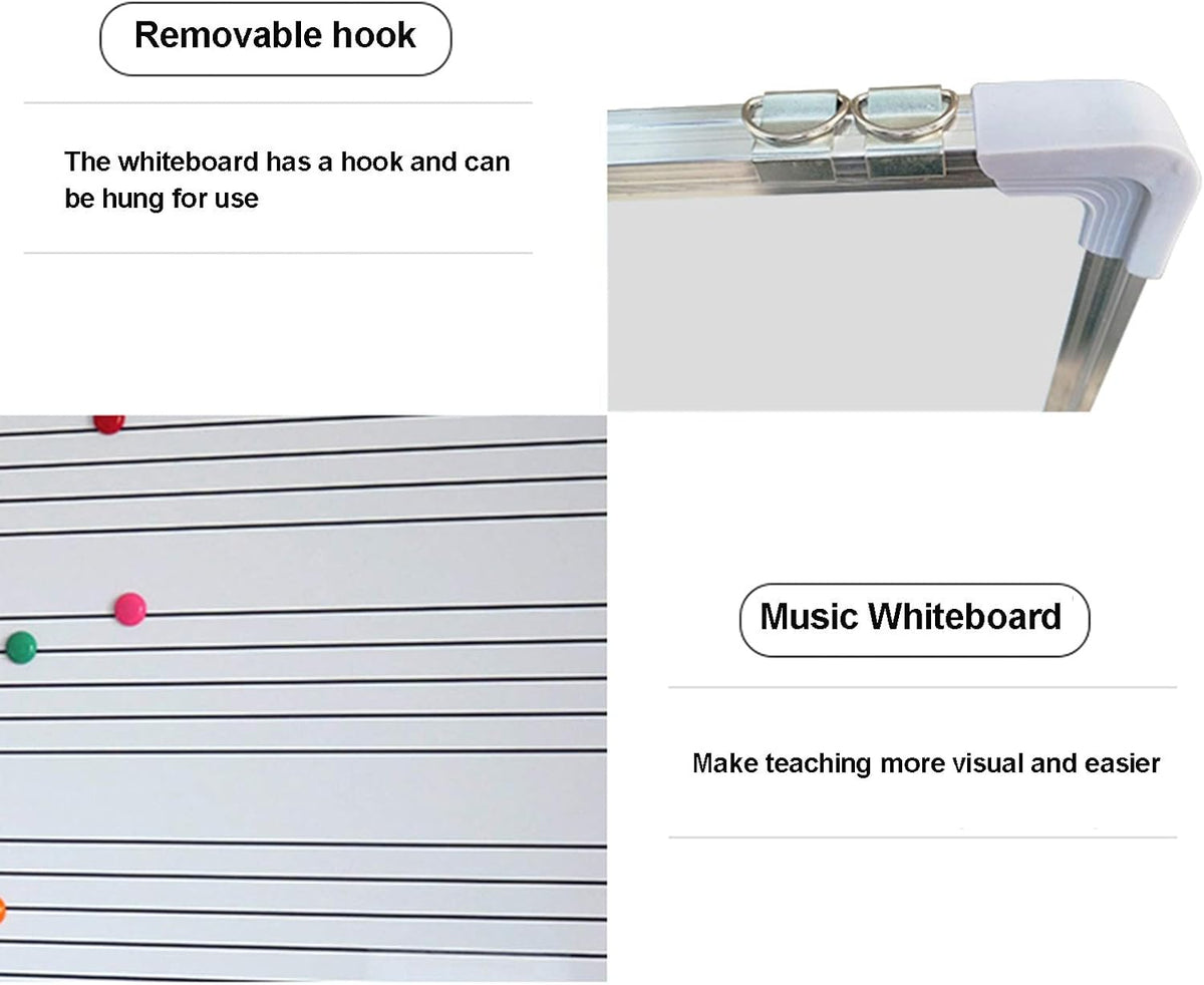 Teaching Blackboard Whiteboard Double Sided Music Staff Creation Teaching Dry Erase Board Angle Height Adjustable for Home School (90X120CM) (90X120CM)
