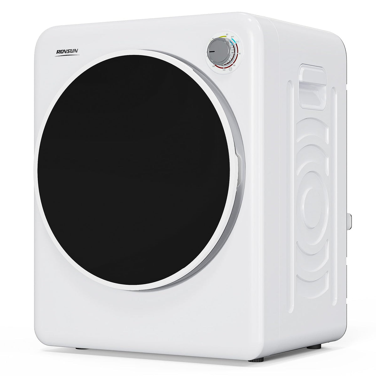ROVSUN 110V Portable Clothes Dryer, High End Laundry Front Load Tumble Dryer Machine with Stainless Steel Tub & Simple Control Knob for Apartment, Dorm-850W, White