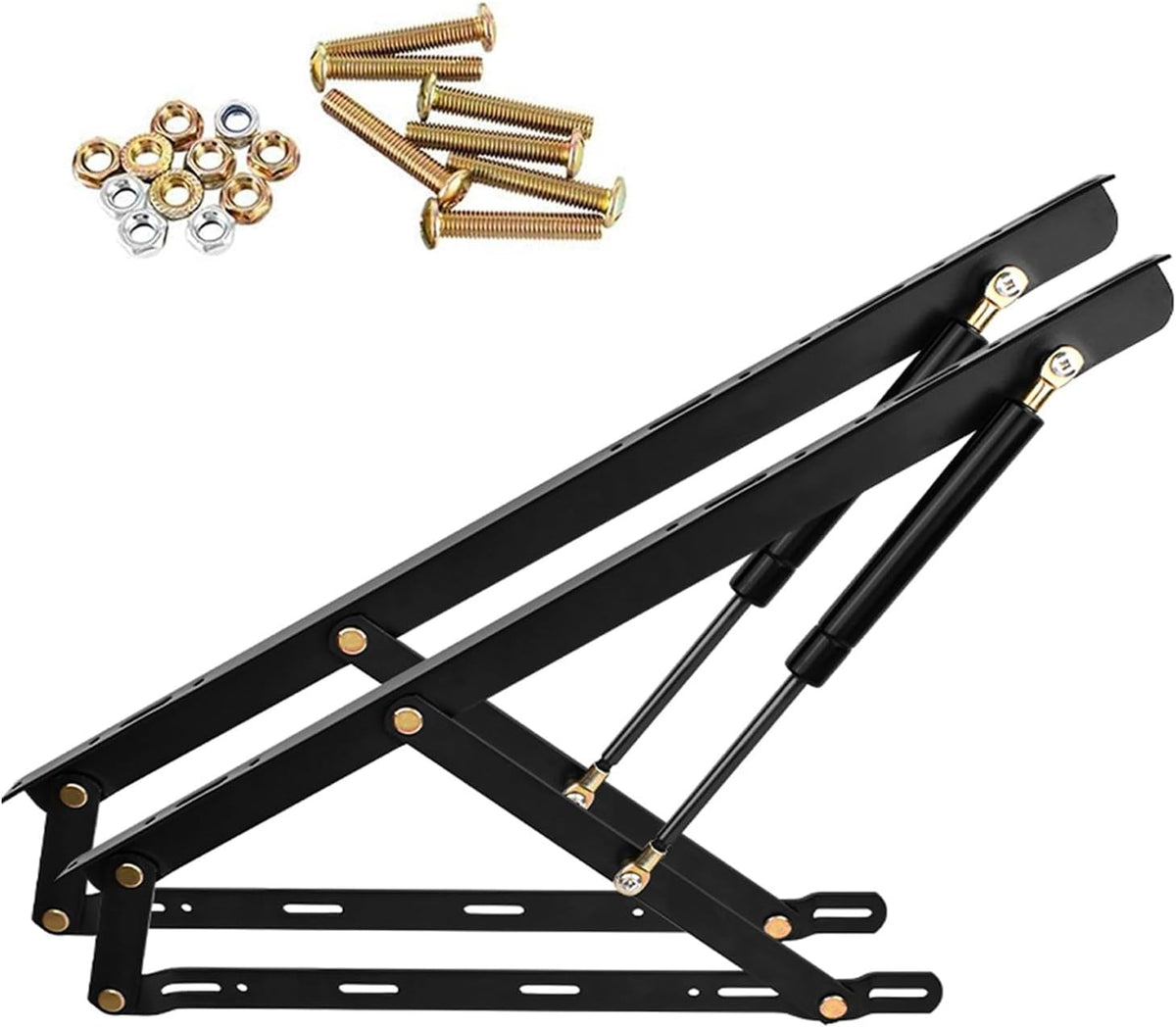 1 Pair Bed Lift Mechanism Heavy Duty Gas Spring Bed Storage Lift Kit, Hydraulic Pneumatic Rod Folding Lift For Bed Gas Spring Bed Storage Lift Kit, Folding Bed Accessories, 62-150cm(Black,1200mm)