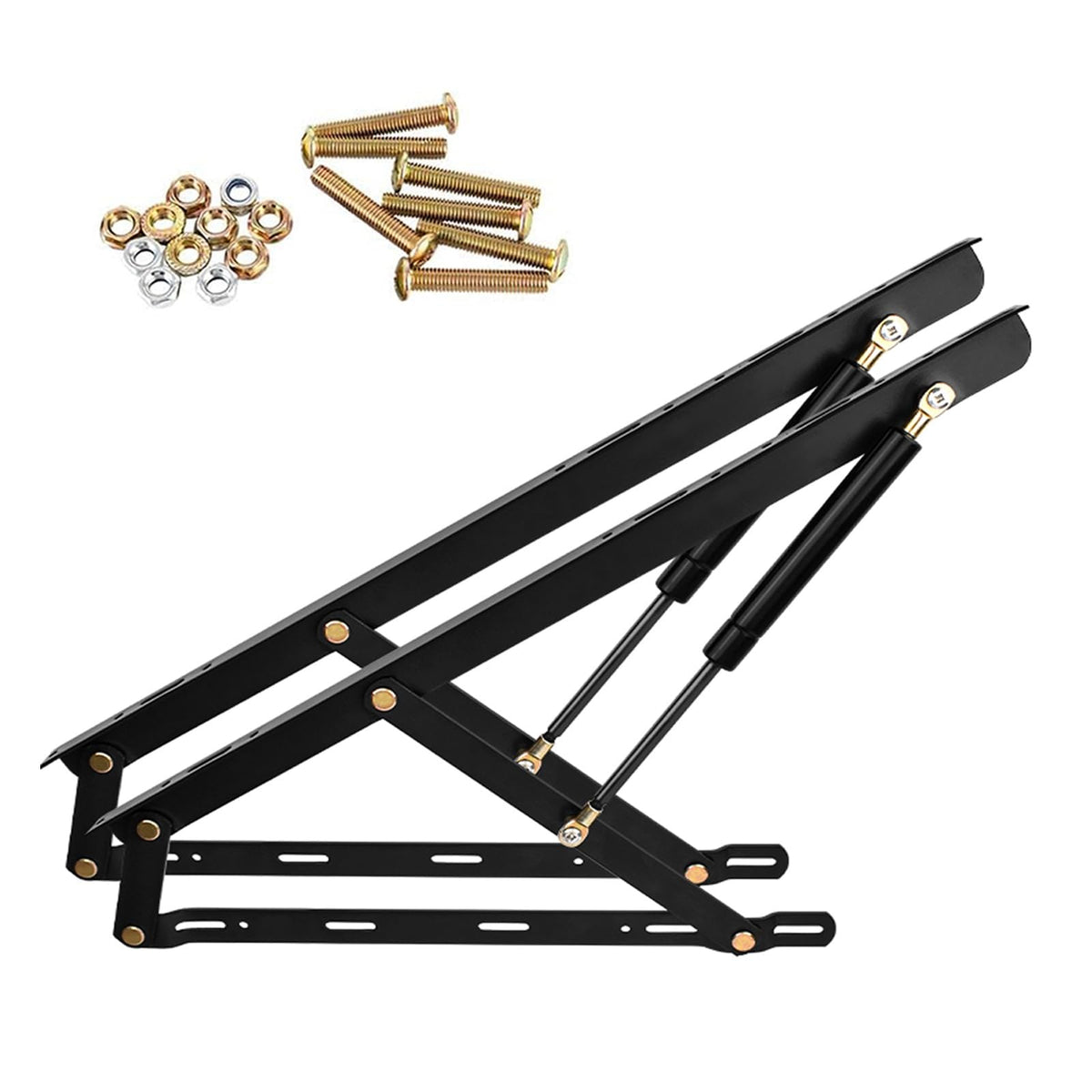 1 Pair Bed Lift Mechanism Heavy Duty Gas Spring Bed Storage Lift Kit, Hydraulic Pneumatic Rod Folding Lift For Bed Gas Spring Bed Storage Lift Kit, Folding Bed Accessories, 62-150cm(White,620mm)