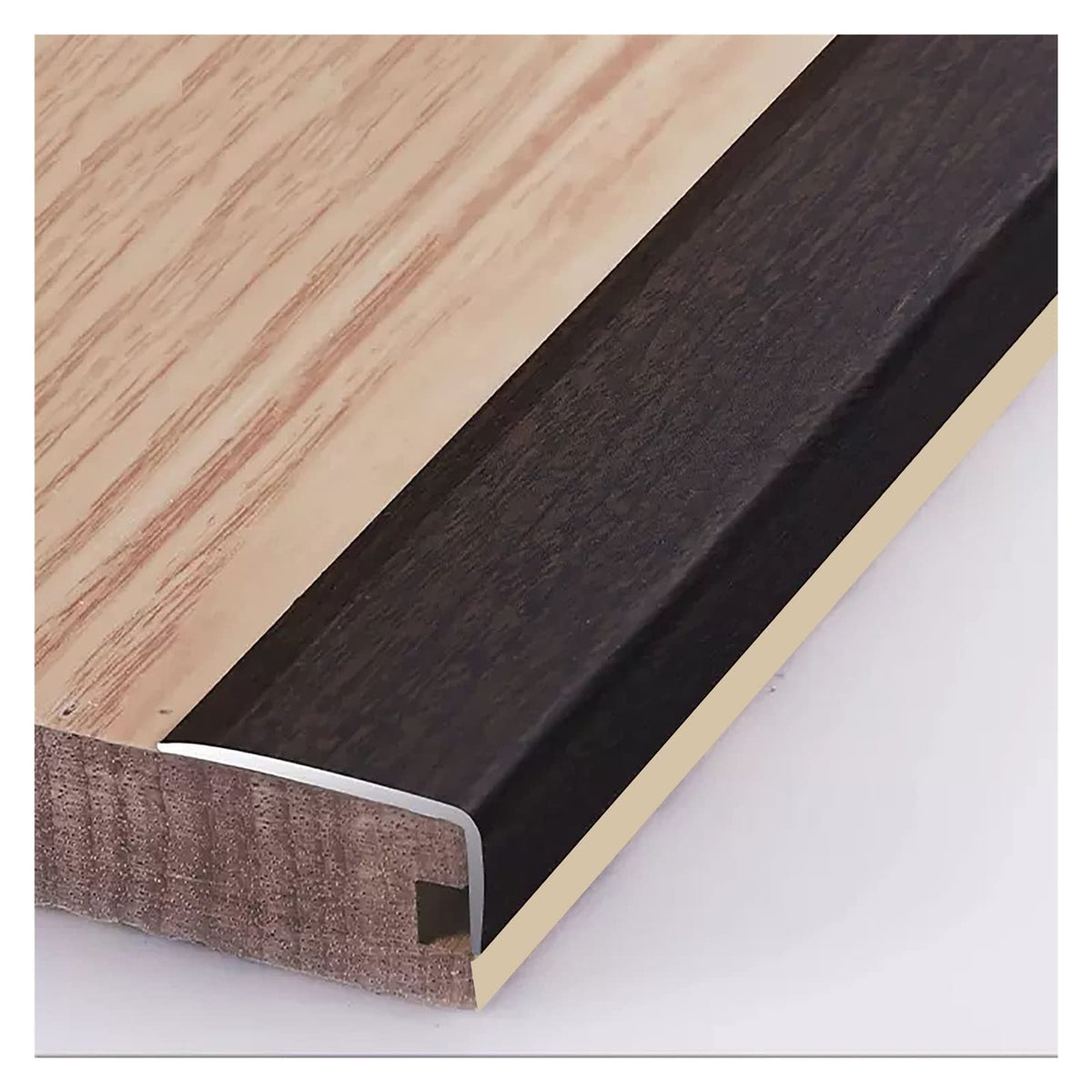 L Molding Metal Stair Steps Corner Trim Window Sill Edge Protectors, Wood Grain Finish Floor Transition Strip for Wooden Flooring/Laminate Floor (#4 60in/152cm)