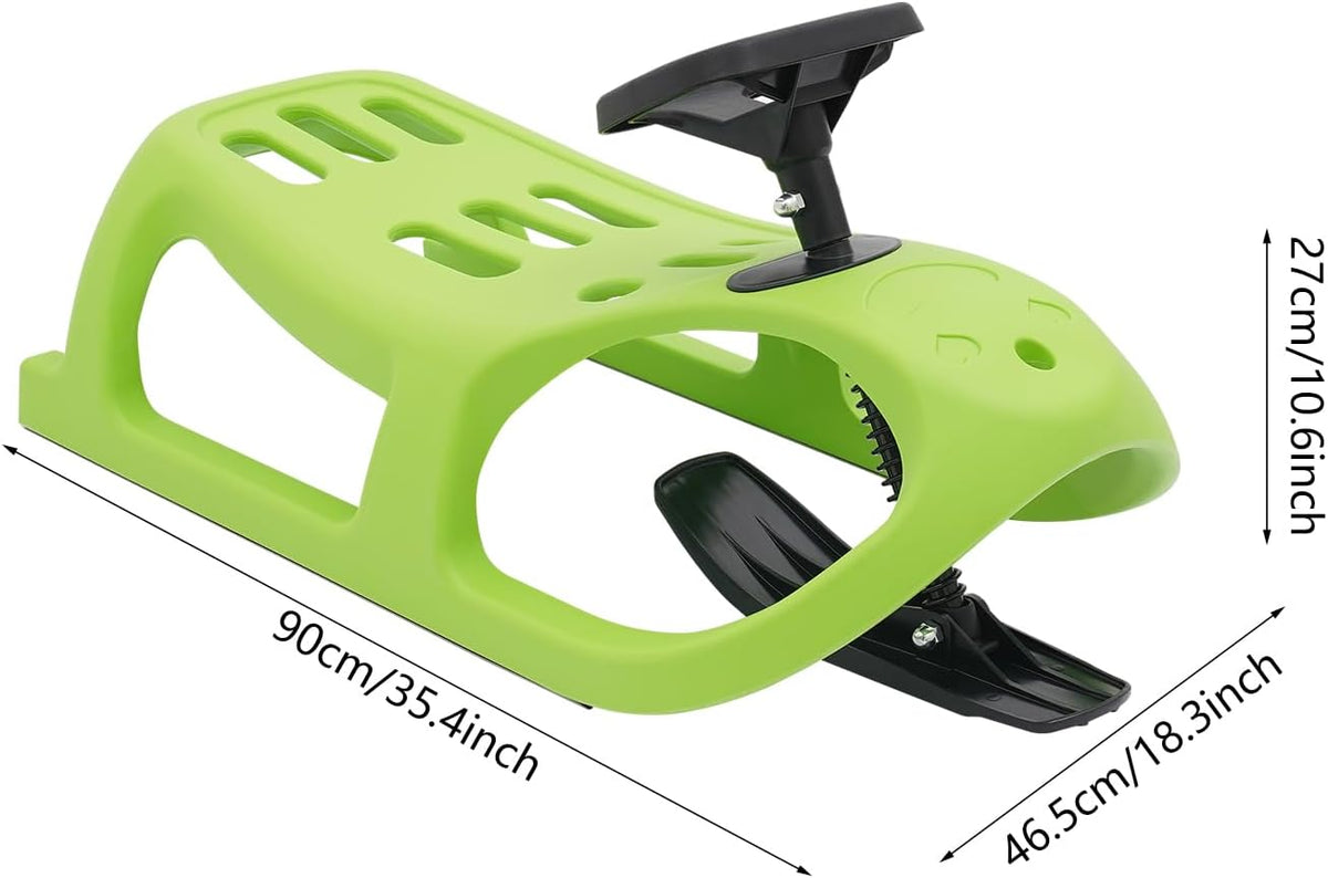 Snow Racer Sled, SnowRush Sledge,Single Rider Racer Ski Sled Slider Board with Pull Rope and Steering Wheel, Lightweight Outdoor Snow Sleds for Winter Sleigh Sport,220 LBS Loading Capacity