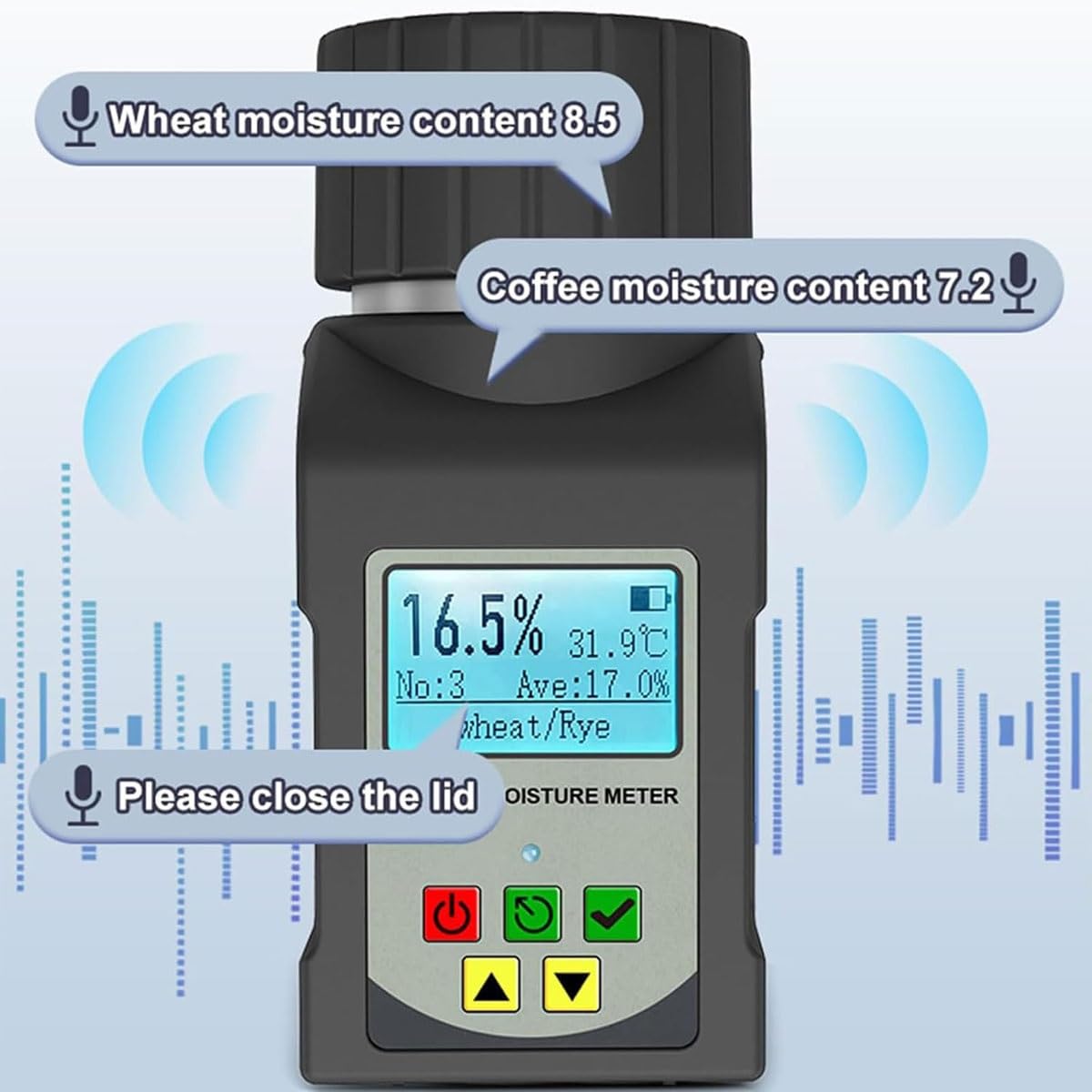 Digital Grain & Coffee PRO Moisture Meter, 90ml Portable Corn Rice Grain Humidity Meter with LCD Backlight Display, Measure 25 Different Types of Grains, for Coffee Cocoa Rice Wheat