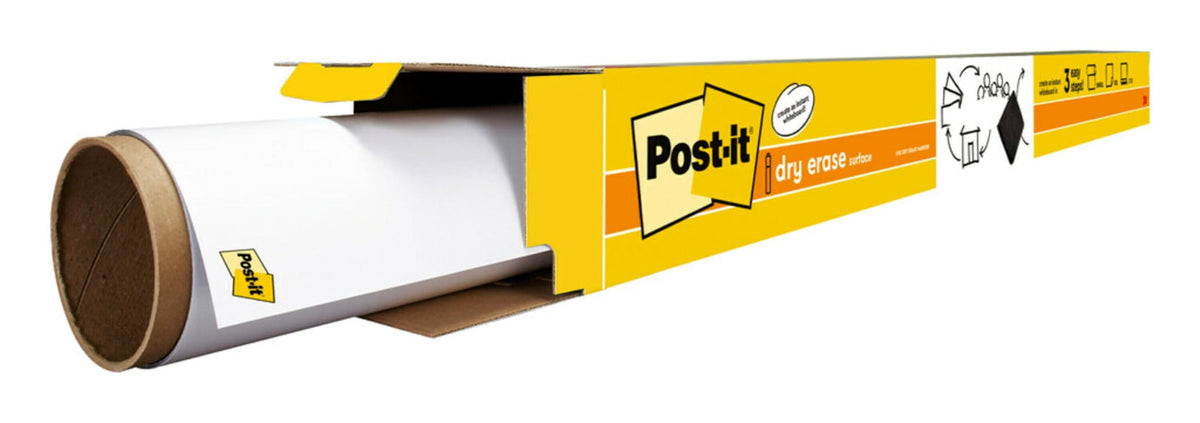 Post-it Dry Erase Whiteboard Film Surface for Walls, Doors, Tables, Chalkboards, Whiteboards, and More, Removable, Stain-Proof, Easy Installation, 8 x 4 ft Roll (DEF8x4)