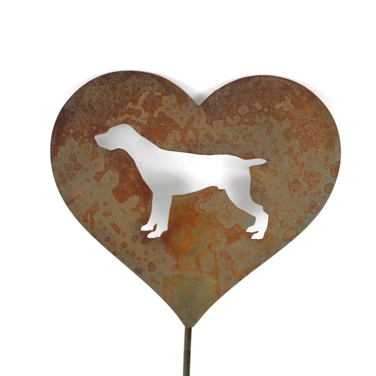 Pet Dog, Cat, Rabbit or Bird Keepsake Memorial Heart Garden Stake 20 to 28 Inches Tall (Large Heart, 28" Tall, Pembroke Welsh Corgi, Naturally Rusted)