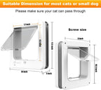 Smart Cat Door, Microchip Cat Door witmote Control, 4 Way Locking Cat Flap with RFID Collar Activated Automatic Opening CatDoor