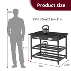 3D Printer Stand with Filament Storage - Heavy Duty 3D Printer Table with Metal Drawer, 36 inch 3 Tier Metal 3 D Printing Desk for 3 D Printers, Black