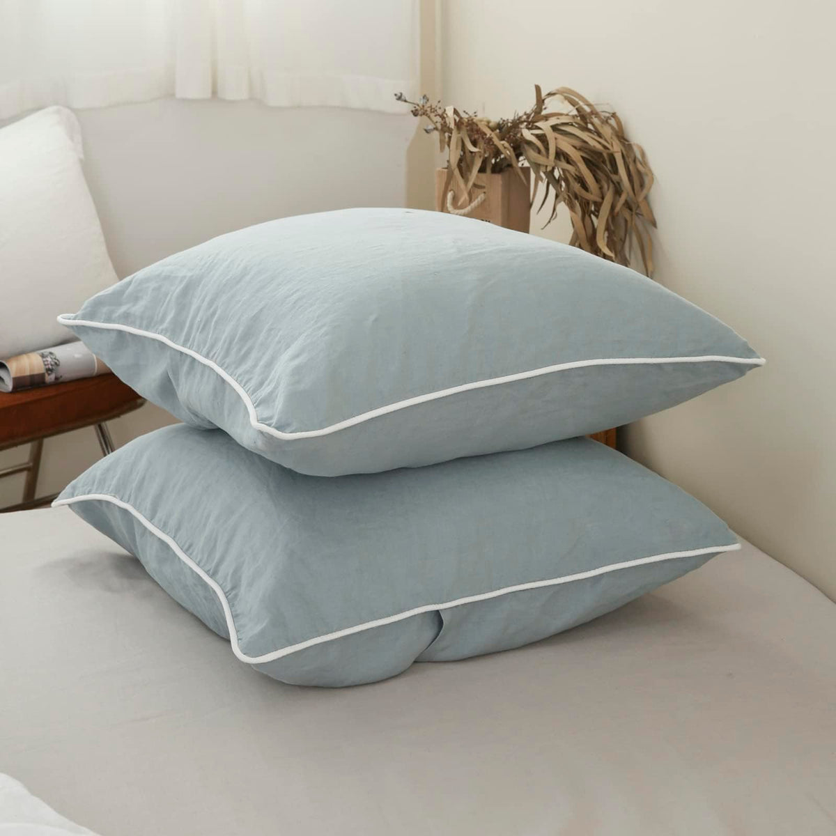 Simple&Opulence 100% Linen Duvet Cover Set, 3 PCS Natural French Flax Linen Duvet Cover King Size, Breathable Soft Comfy Linen Bedding Comforter Cover with 2 Pillowcases(Linen, 104"x92")