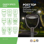 75W LED Post Top Light - GS03 - CCT Selectable - Brown - Shorting Cap
