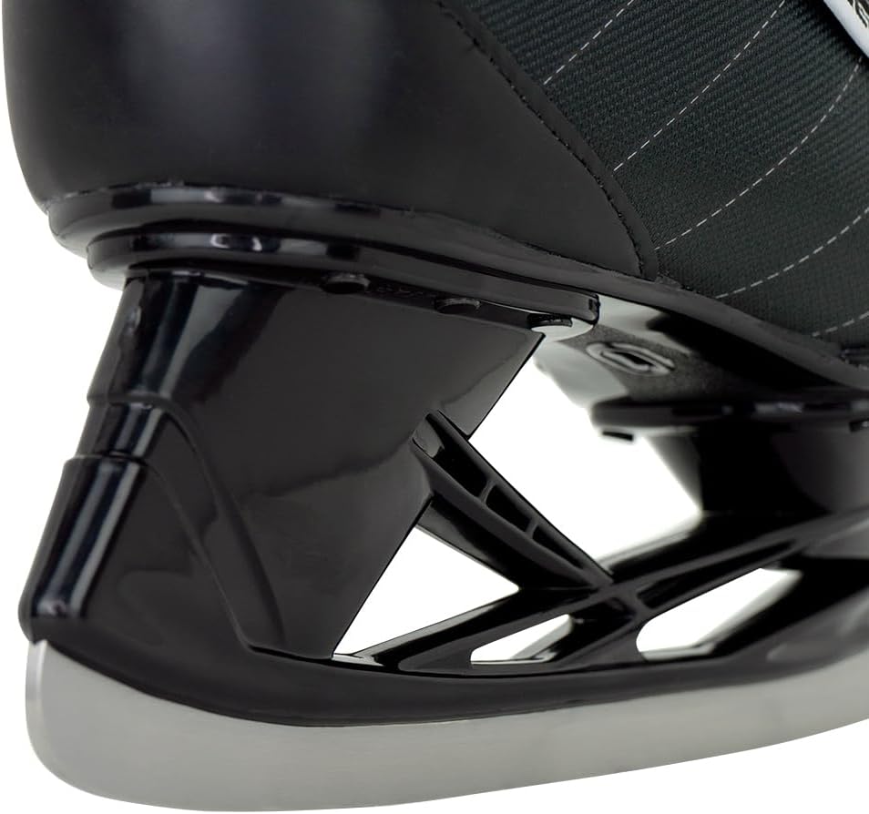 Riedell Bruin Classic Hockey Ice Skates - Durable, Comfortable Ice Hockey Skates for Men and Women with Rugged Foam-Padded Uppers and Stainless Steel Blades - Black, Size 8