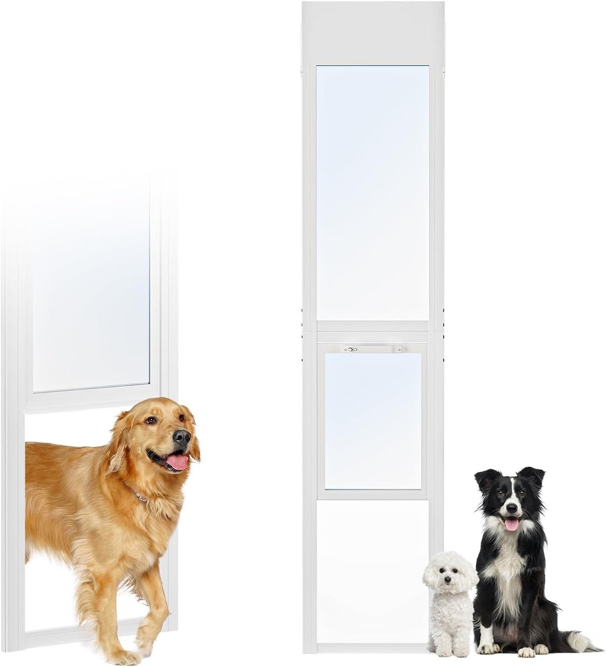 Dog Door for Sliding Glass Door, 74.8" - 80.7" Adjustable Height