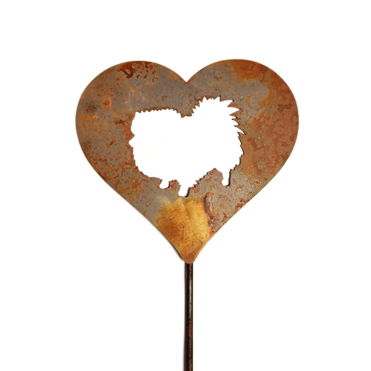 Pet Dog, Cat, Rabbit or Bird Keepsake Memorial Heart Garden Stake 20 to 28 Inches Tall (Large Heart, 28" Tall, Cross, Naturally Rusted)