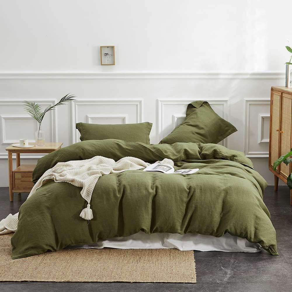 Simple&Opulence 100% Linen Duvet Cover Set, 3 PCS Natural French Flax Linen Duvet Cover King Size, Breathable Soft Comfy Linen Bedding Comforter Cover with 2 Pillowcases(Linen, 104"x92")