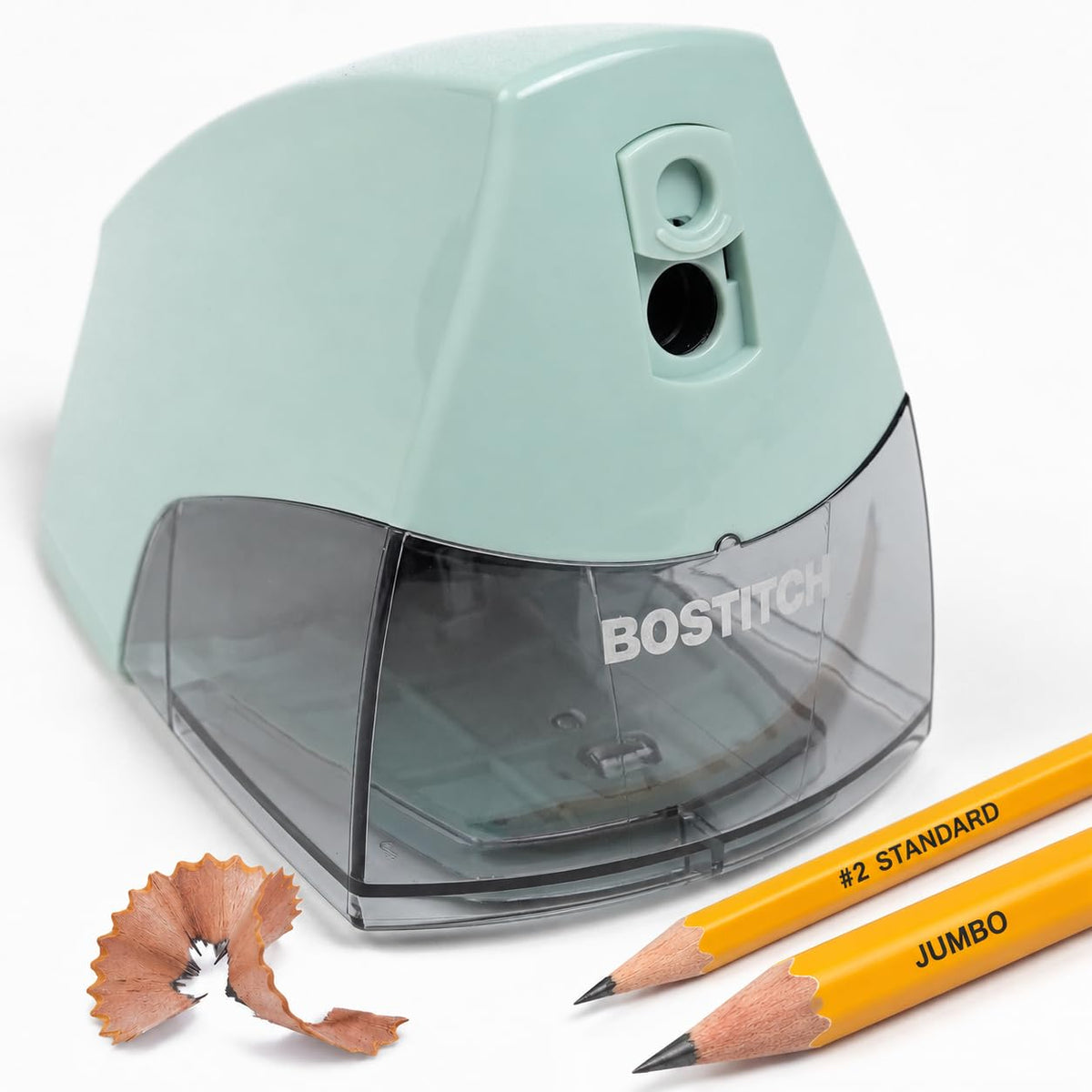 Bostitch Office Electric Pencil Sharpener for Classroom & Desk Use, Heavy-Duty Stall-Free Motor, High-Capacity Shavings Tray, Blue (Pack of 6)