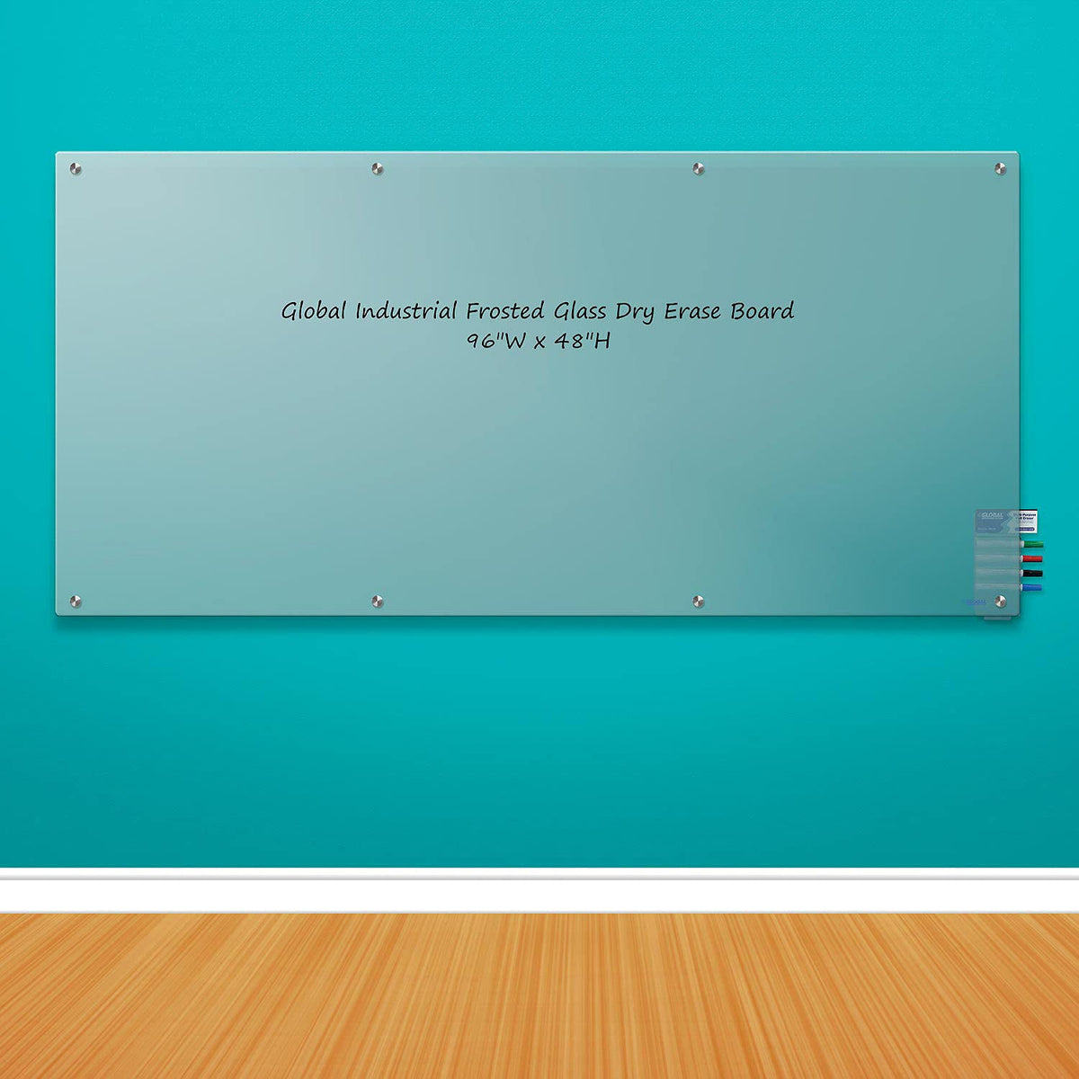 Global Industrial 36" W x 24" H Frosted Glass Dry Erase Board, Frameless