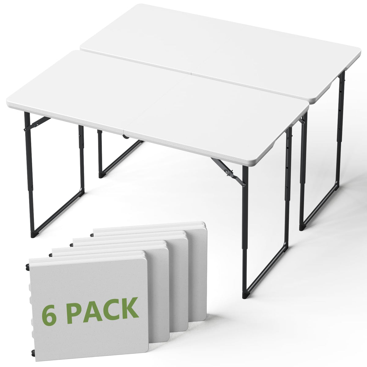 30 Inch Folding Table, Adjustable Height Portable Folding Table, Foldable TV Tray Table, Small Laptop Desk & Picnic Table for Indoor Outdoor Use, Bedroom, Camping, Patio, BBQ, RV